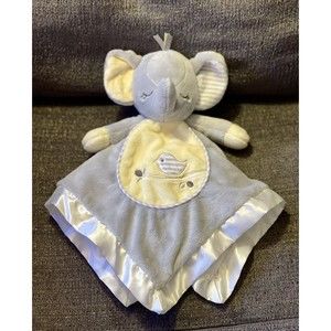 Baby Elephant Gray Bird plush Douglas Lovey Satin Trim Security Blanket